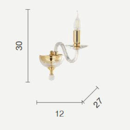 Ondaluce ap paganini applique vetro rubino una luce