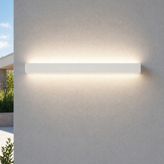 Applique da esterno 120cm moderna led 48w 3000k rettangolare bianco