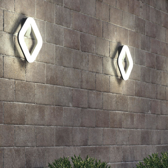 Applique da esterno quadrata moderna grafite led 20w 3000k ip65