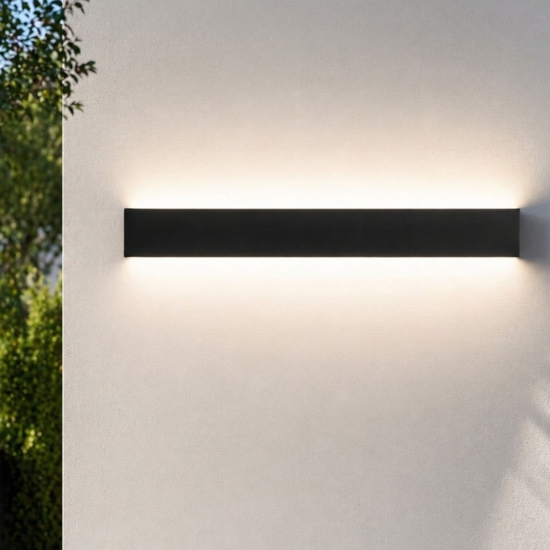Applique da esterno 60cm led 20w 3000k rettangolare nero