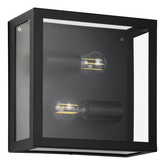 Applique da esterno in metallo nero e vetro ip44 2 lampadine e27