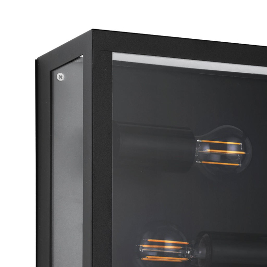 Applique da esterno in metallo nero e vetro ip44 2 lampadine e27