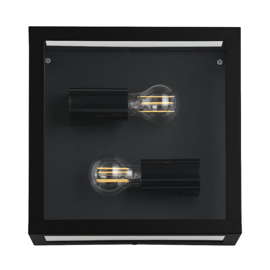 Applique da esterno in metallo nero e vetro ip44 2 lampadine e27