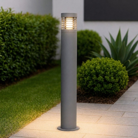 Lampione da giardino 110cm cilindro grigio