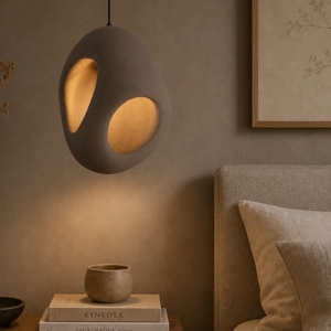 Lampada a sospensione wabi sabi japandi marrone design moderno