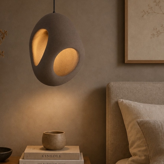 Lampada a sospensione wabi sabi japandi marrone design moderno
