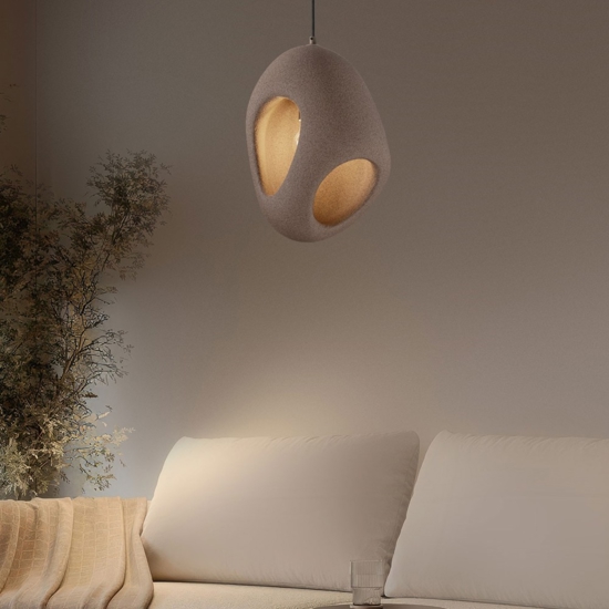 Lampada a sospensione wabi sabi japandi marrone design moderno