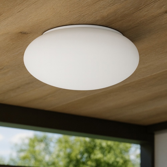 Linea light oh! smash s65 plafoniera led da esterno 38 cm sfera bianca ip65