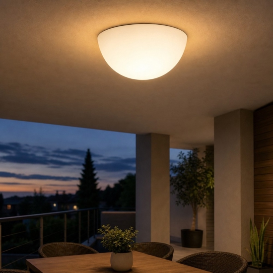 Linea light ohps! plafoniera per esterno semisfera bianca 50cm ip65