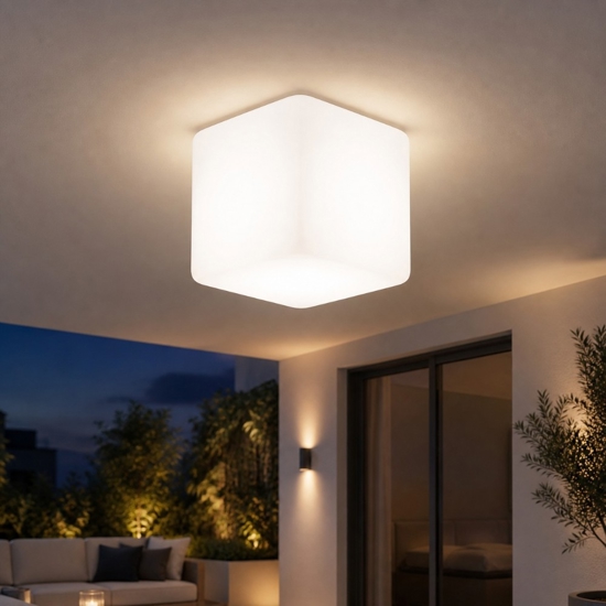 Ideal lux luna pl1 la plafoniera opale da esterno bianco ip44