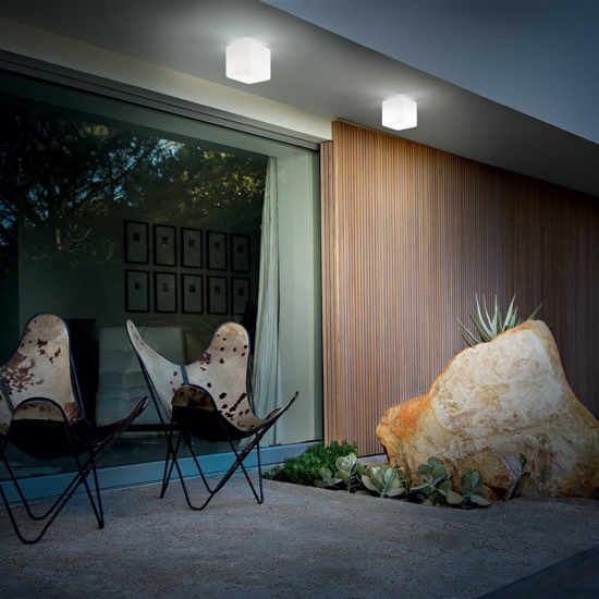 Ideal lux luna pl1 la plafoniera opale da esterno bianco ip44