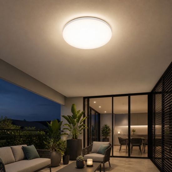Ideal lux mib pl round plafoniera da esterno tonda led 3000k bianca ip65