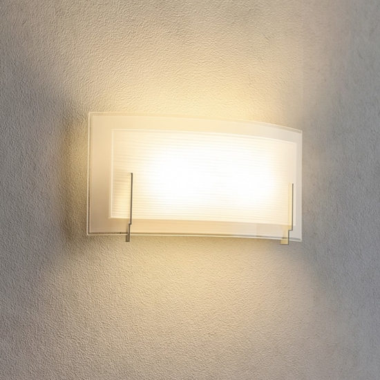 Applique led 12w 3000k moderno vetro curvo overlap perenz illuminazione