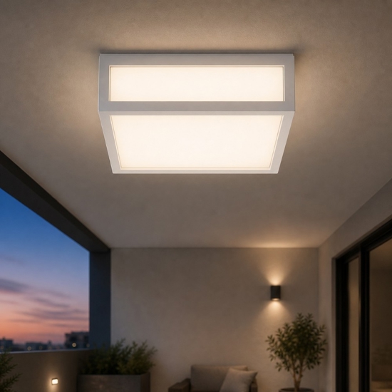 Plafoniera per esterno quadrata bianca led 14w 3000k