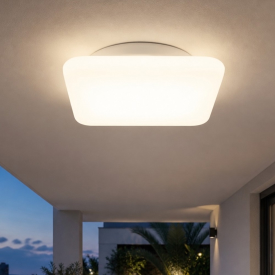 Linea light mywhite q plafoniera da esterno led 16w 3000k quadrata bianca ip65