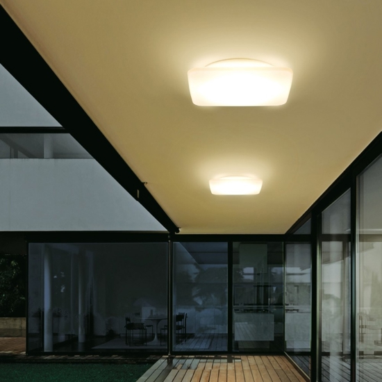 Linea light mywhite q plafoniera da esterno led 16w 3000k quadrata bianca ip65