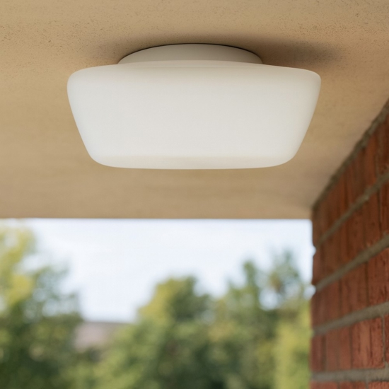 Linea light mywhite q plafoniera da esterno led 16w 3000k quadrata bianca ip65