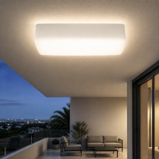 Linea light mywhite plafoniera per esterno rettangolare led 11w 3000k ip65