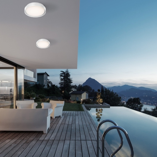 Plafoniere da esterno bianca tonda moderna led 20w 3000k