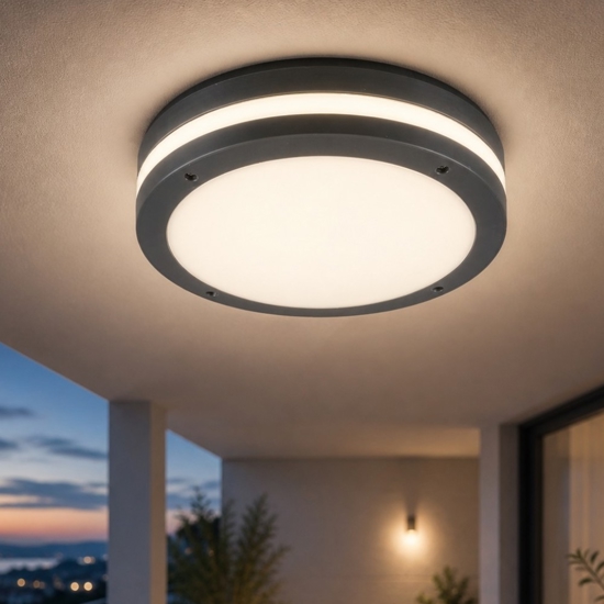 Plafoniera rotonda per esterno moderna antracite 11w 3000k