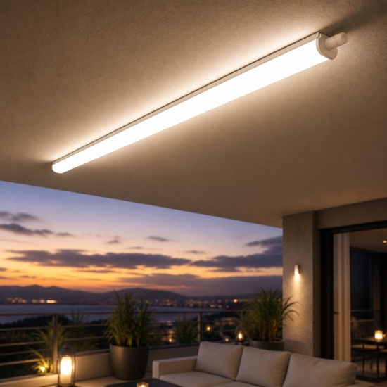 Plafoniera tubo per esterno bianca 119cm led 30w 4000k ip65