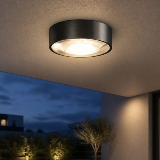 Plafoniera da esterno antracite led 3000k ip65 perenz fanale