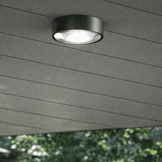 Plafoniera da esterno antracite led 3000k ip65 perenz fanale