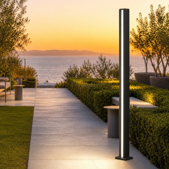 Lampione alto moderno rettangolare led 22w 3000k per esterno