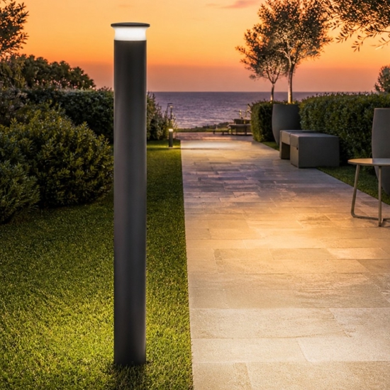 Lampione da esterno led 9w 4000k paletto grafite 80cm ip65
