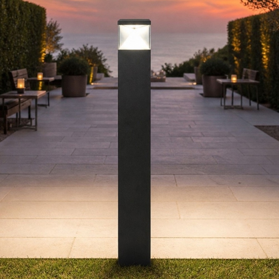 Lampione da giardino moderno squadrato grafite led 12w 4000k ip65
