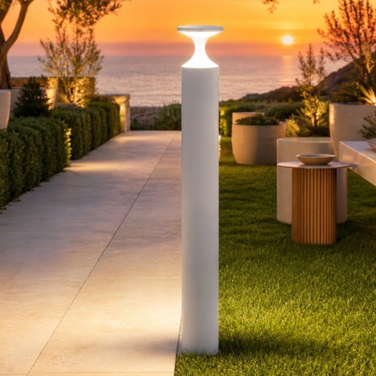 Lampione bianco da giardino moderno 90cm led 13w 4000k ip65