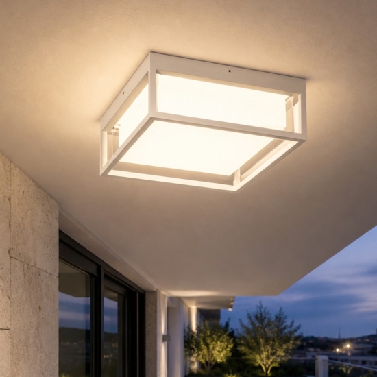 Plafoniera per esterno moderna ip65 bianca led cct gea luce