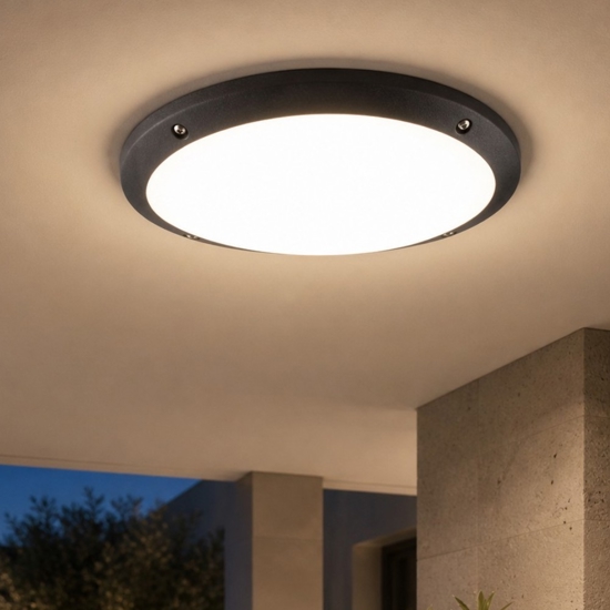 Top light milano plafoniera da esterno nera ovale ip66