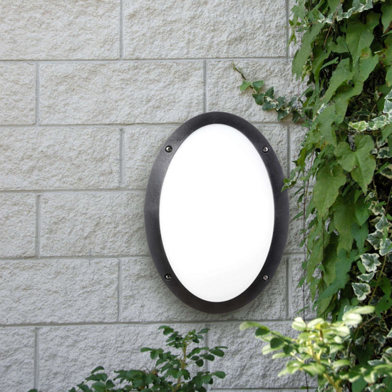 Top light milano plafoniera da esterno nera ovale ip66