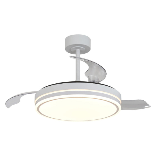 Ventilatore da soffitto 13-20mq pale retrattili bianco  led con telecomando