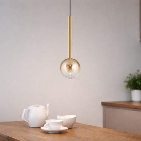 Ondaluce lampada a sospensione aura vetro oro led 3000k