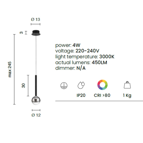 Ondaluce lampada a sospensione aura vetro oro led 3000k