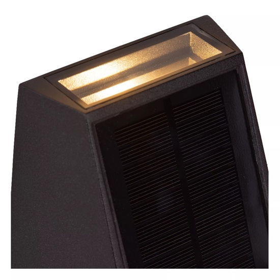 Applique luce solare da esterno nero moderno con sensore crepuscolare movimento