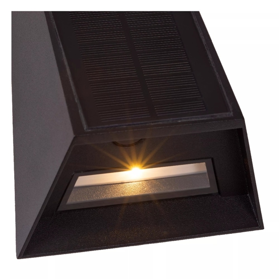 Applique luce solare da esterno nero moderno con sensore crepuscolare movimento