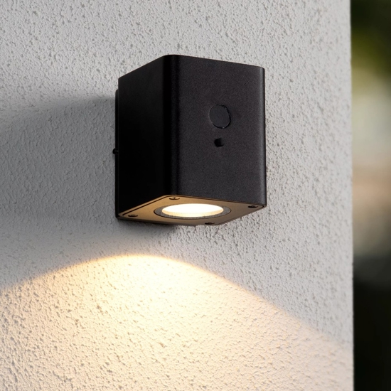 Applique solare da esterno nero con sensore movimento crepuscolare