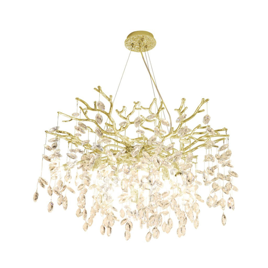 Lampadario contemporaneo oro pendenti vetro cristallo