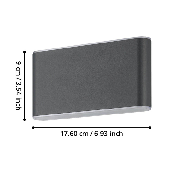 Applique da esterno led cct antracite ip65 17cm