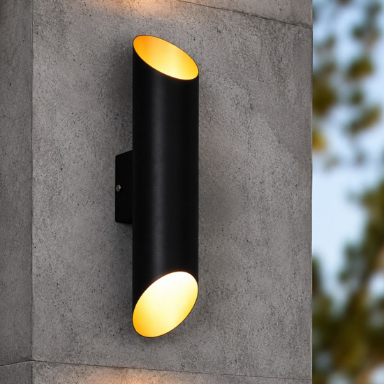 Applique da esterno led 3000k ip44 nero e rame doppio fascio