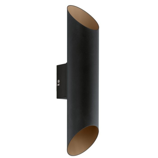 Applique da esterno led 3000k ip44 nero e rame doppio fascio