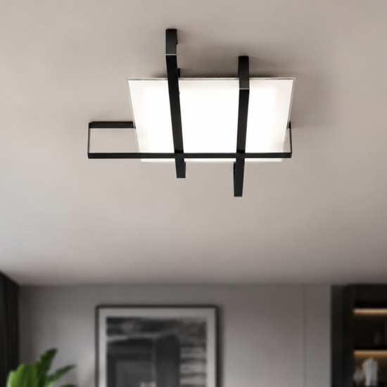 Top light cross plafoniera rettangolare moderna nera per soggiorno