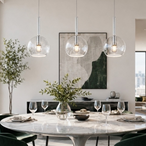 Lampadario per isola cucina vetri sfere trasparenti