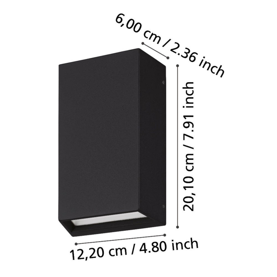 Applique da esterno alluminio nero ip65 led cct doppio fascio luminoso