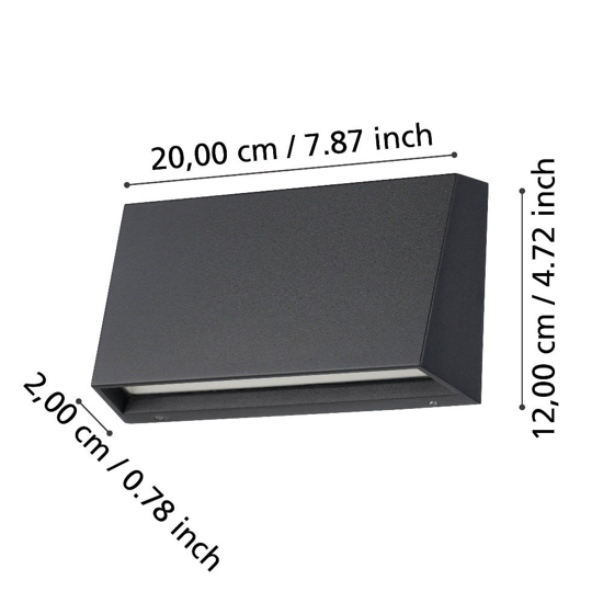 Applique da esterno rettangolare nera ip65 led cct
