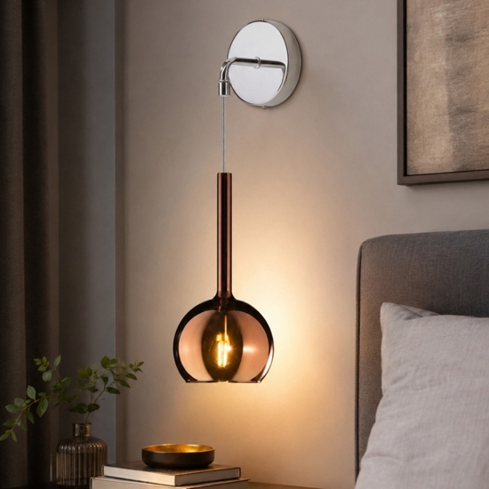 Applique sospensione per comodino vetro rame per camera da letto moderna toplight