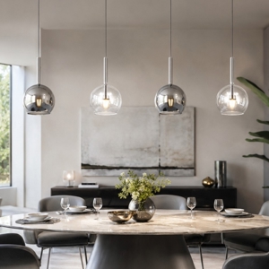 Lampadario per isola cucina vetri cromo trasparente